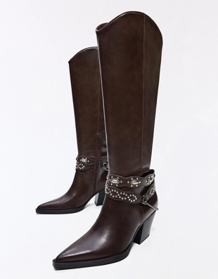 Сапоги на каблуке в ковбойском стиле- Заказать в России