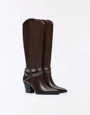 Сапоги на каблуке в ковбойском стиле- Заказать в России