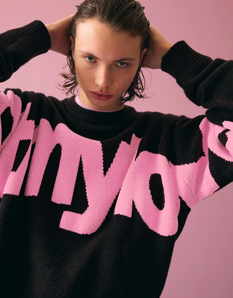 Свитер из синели с принтом