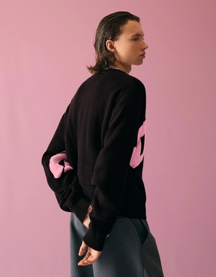 Свитер из синели с принтом- Заказать в России