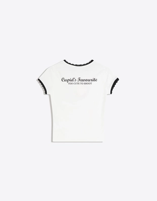 Футболка с короткими рукавами, контрастными вставками и кружевом- Заказать в России