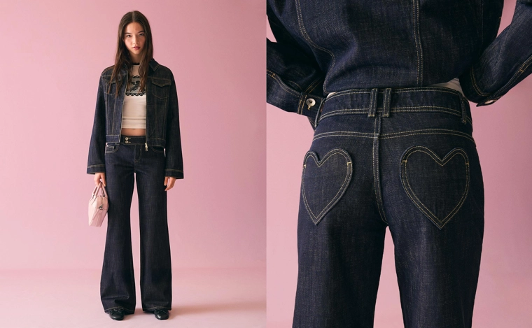 Джинсы свободного кроя с принтом