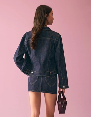 Джинсовая мини-юбка с вышивкой- Заказать в России