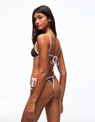 Плавки-бикини трусы танга с контрастными деталями- Заказать в России