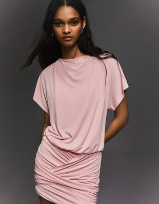 Платье с открытой спиной и драпированной юбкой- Заказать в России