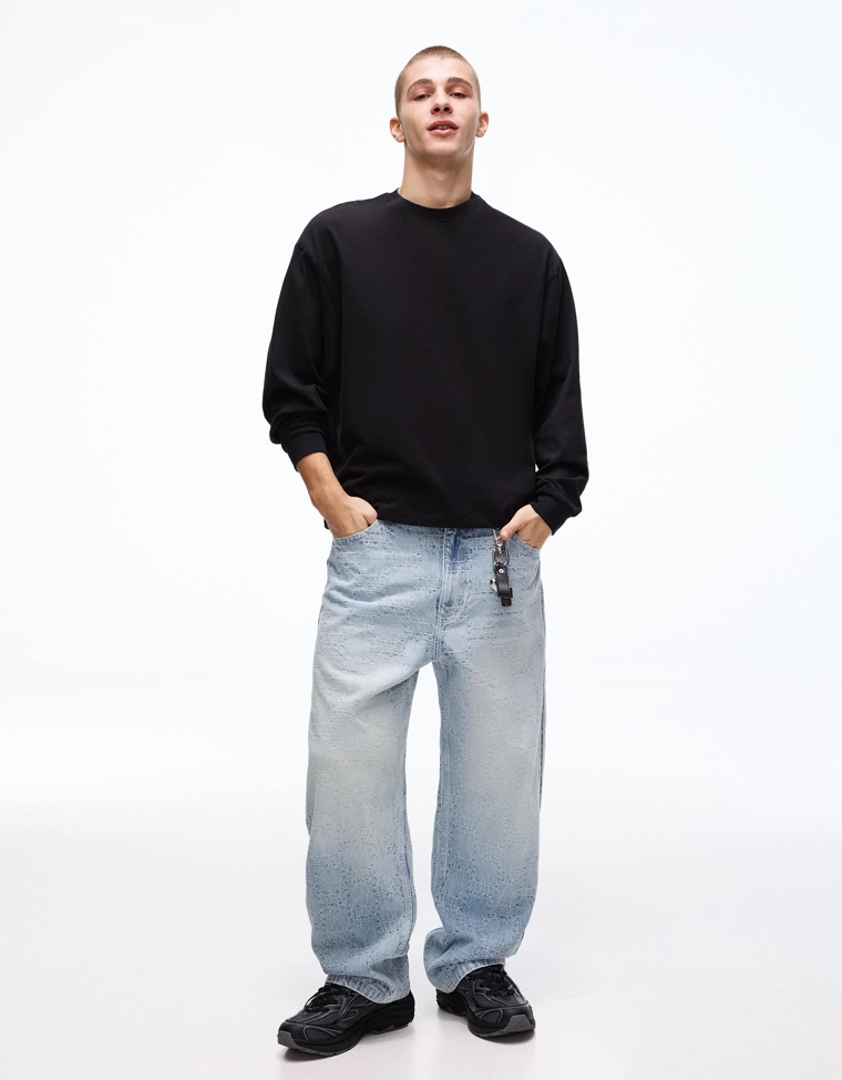 Жаккардовые джинсы свободного кроя