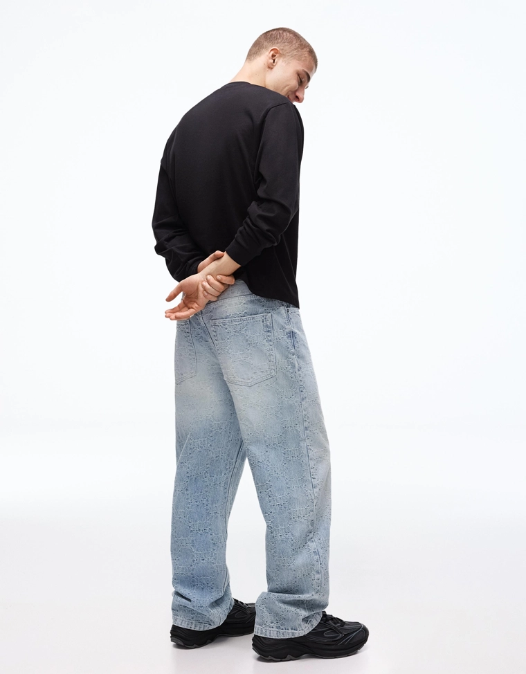 Жаккардовые джинсы свободного кроя