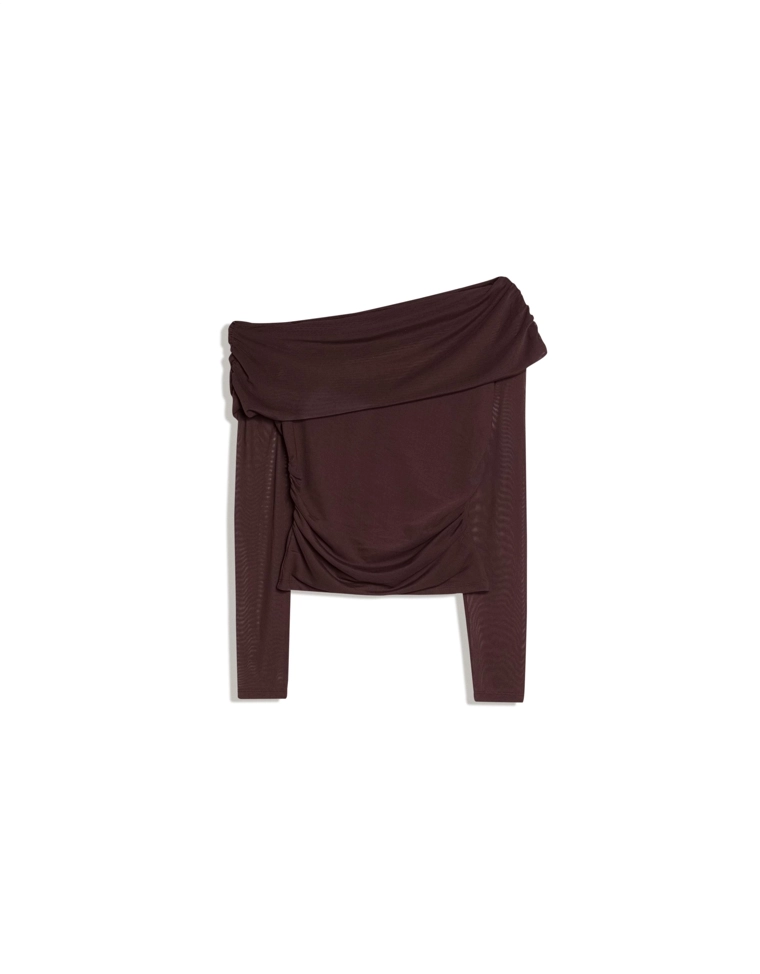 Асимметричный лонгслив из полупрозрачной ткани