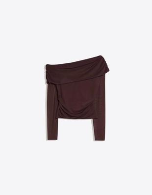 Асимметричный лонгслив из полупрозрачной ткани- Заказать в России