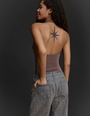 Боди с горловиной халтер и сборками- Заказать в России