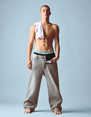 Набор из трех трусов-боксеров с поясом из ткани с принтом- Заказать в России