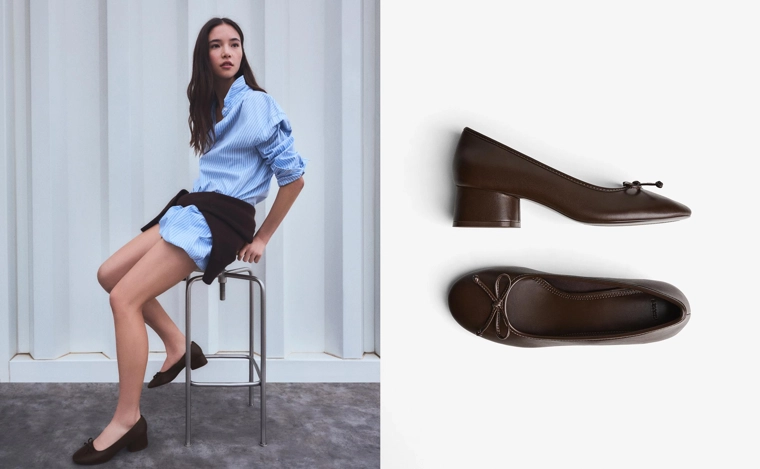 Балетки на каблуке