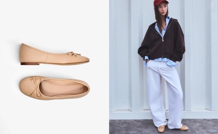 Балетки с бантом