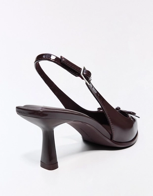 Туфли на среднем тонком каблуке с открытой пяткой- Заказать в России