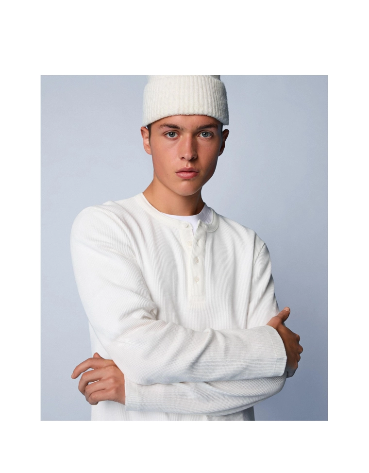 Футболка хенли облегающего кроя с длинными рукавами