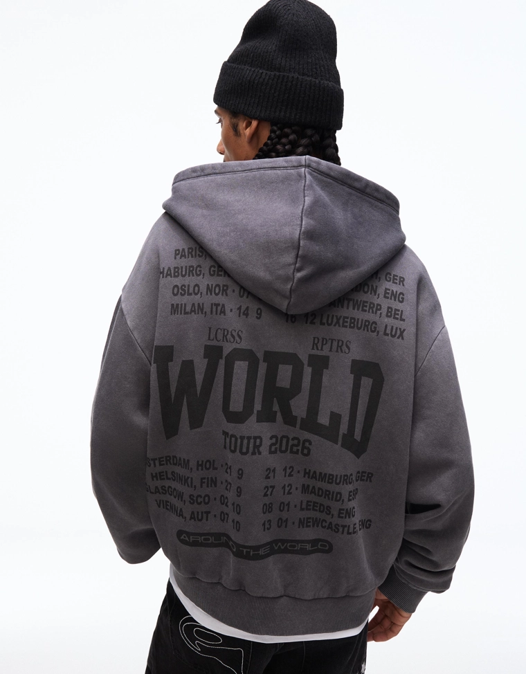 Куртка геометрического кроя с застежкой-молнией и принтом