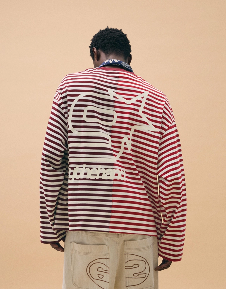 Футболка в полоску с длинными рукавами и принтом