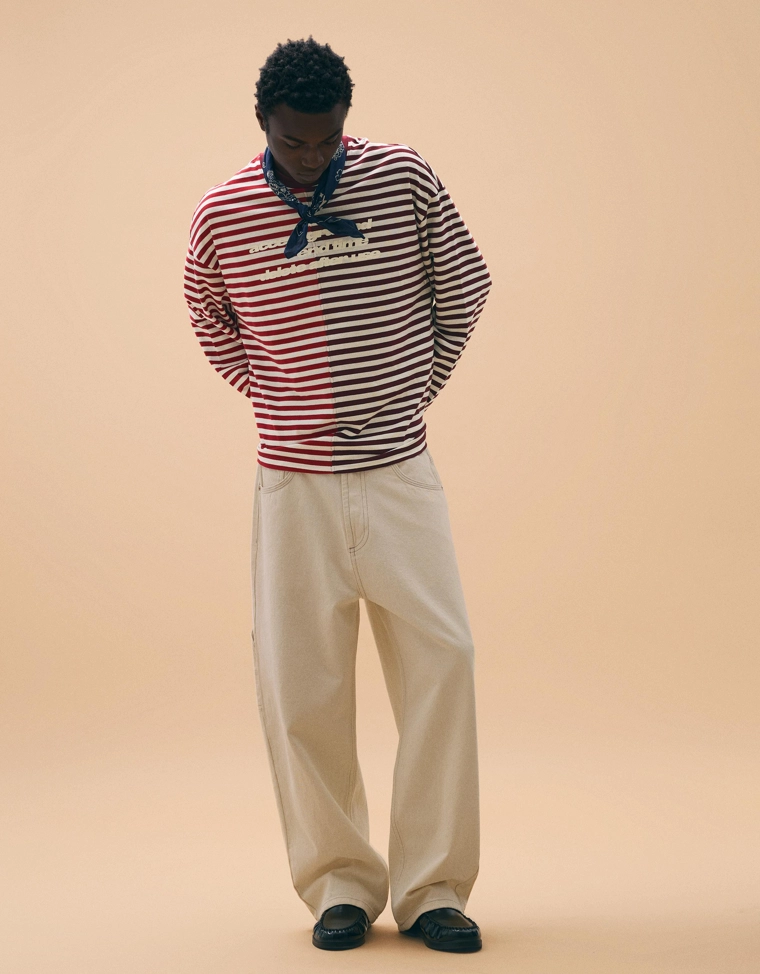 Футболка в полоску с длинными рукавами и принтом