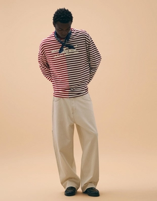 Футболка в полоску с длинными рукавами и принтом- Заказать в России