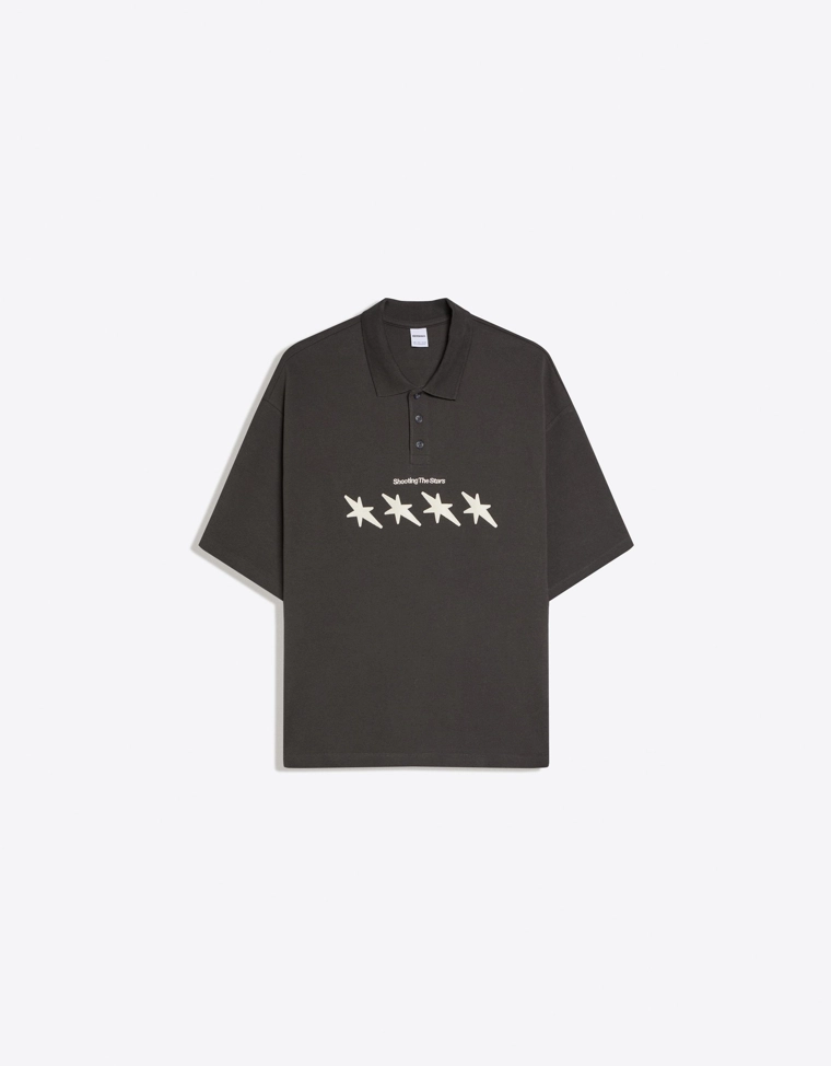 Поло геометрического кроя с короткими рукавами и принтом