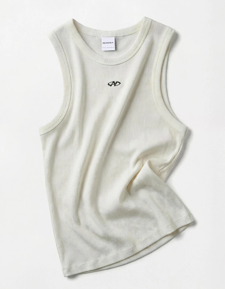 Майка рифленая с принтом