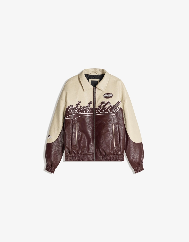 Куртка из искусственной кожи в стиле колор-блок