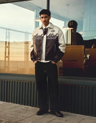 Куртка из искусственной кожи в стиле колор-блок- Заказать в России