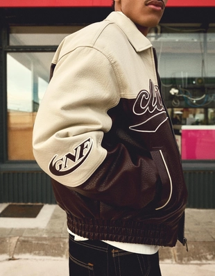 Куртка из искусственной кожи в стиле колор-блок- Заказать в России