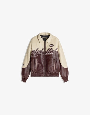 Куртка из искусственной кожи в стиле колор-блок- Заказать в России