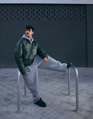 Куртка геометрического кроя из искусственной кожи- Заказать в России