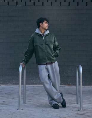 Куртка геометрического кроя из искусственной кожи- Заказать в России