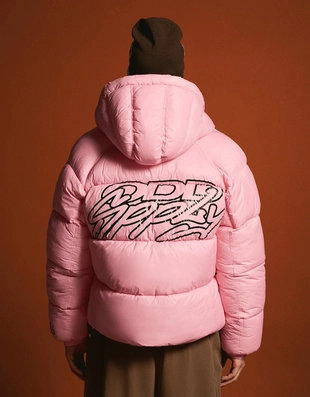 Пуховик с принтом- Заказать в России