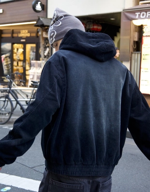 Куртка геометрического кроя из вельвета с капюшоном- Заказать в России