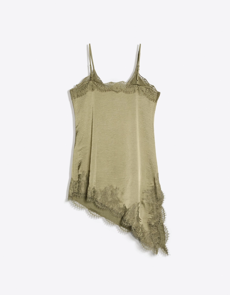 Мини‑платье асимметричного кроя из сатина