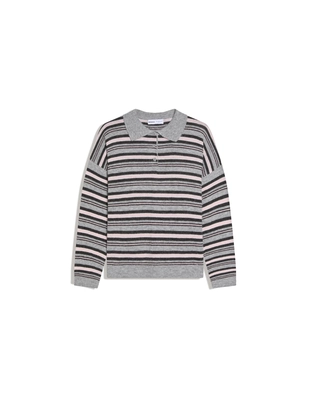 Свитер с воротником поло и принтом- Заказать в России