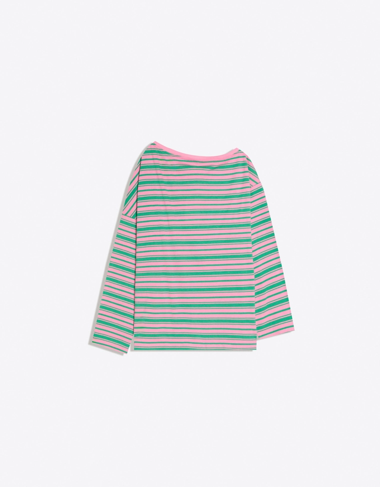 Футболка с длинными рукавами, асимметричным воротом и принтом