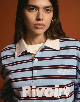 Футболка с воротником поло, длинными рукавами и принтом- Заказать в России