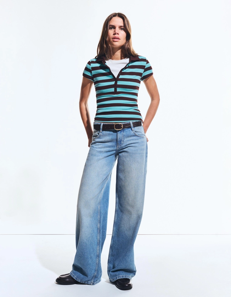 Поло в полоску с короткими рукавами