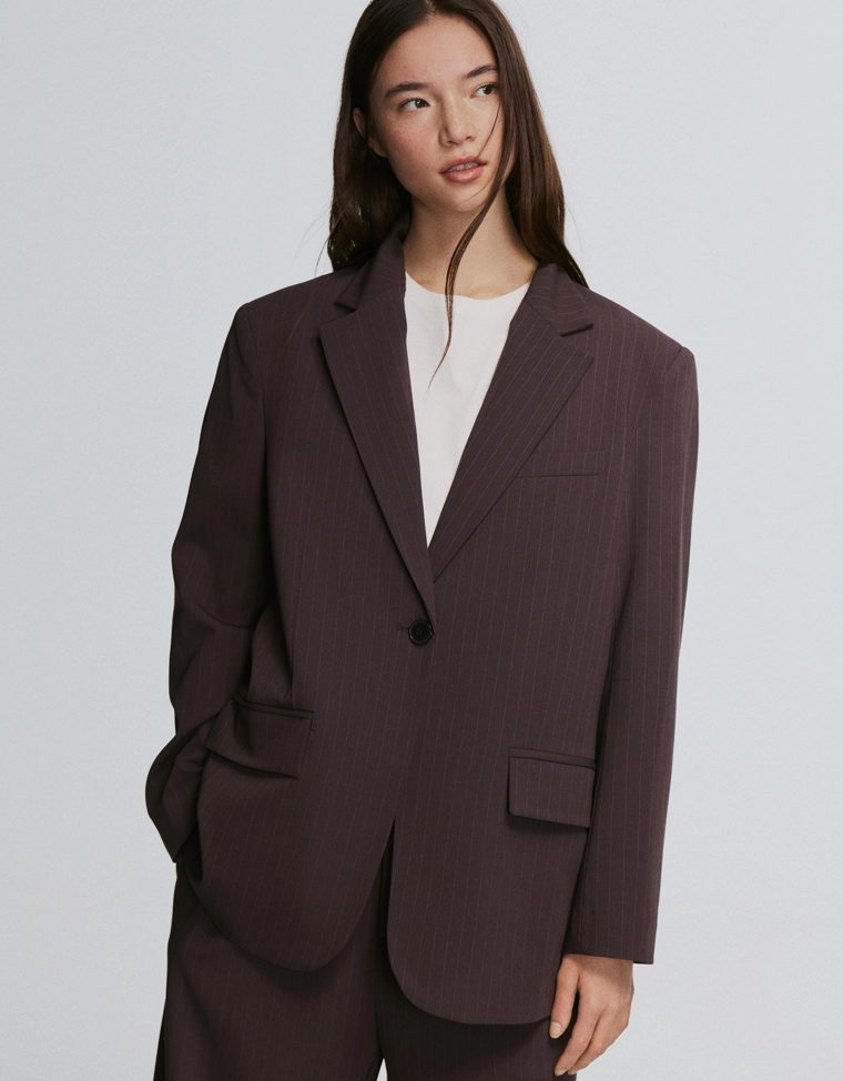 Двубортный блейзер в полоску