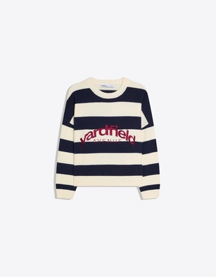 Свитер в полоску с круглым вырезом и вышивкой- Заказать в России