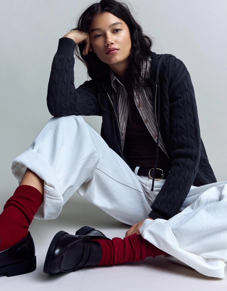 Кардиган на молнии с косами