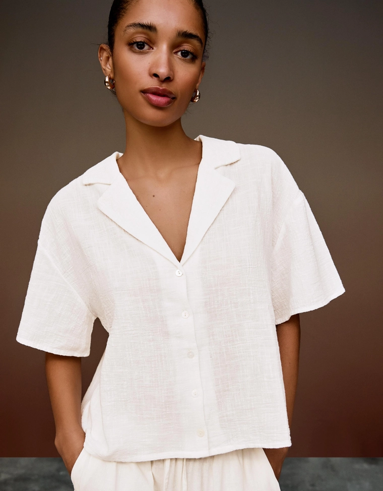 Рубашка с короткими рукавами в стиле рустик