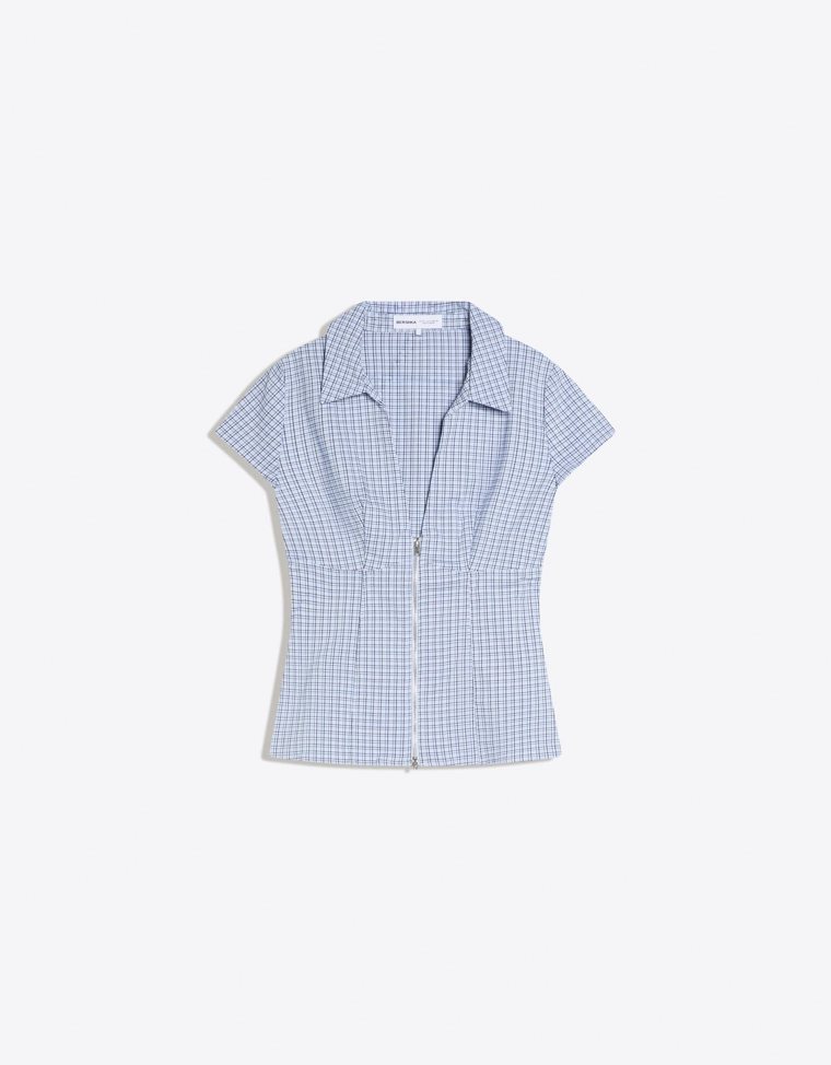 Рубашка с коротким рукавом и принтом на молнии