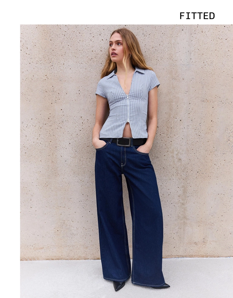 Рубашка с коротким рукавом и принтом на молнии