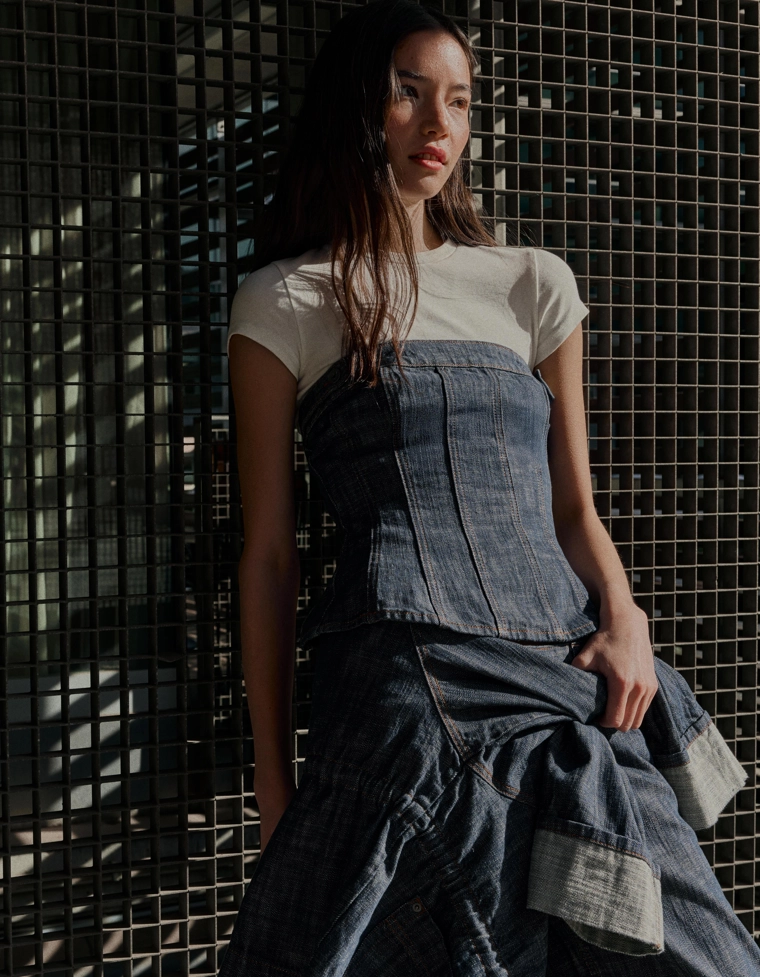 Джинсовый топ из рельефной ткани