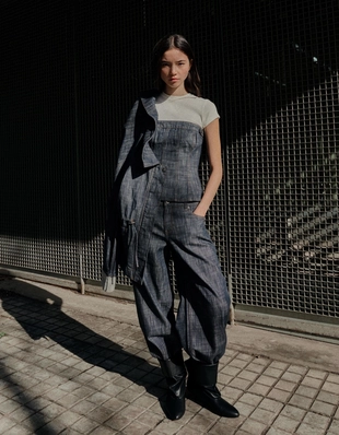 Джинсовый топ из рельефной ткани- Заказать в России