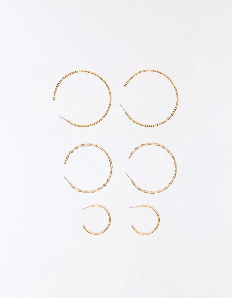 Набор из 3 пар серег-колец