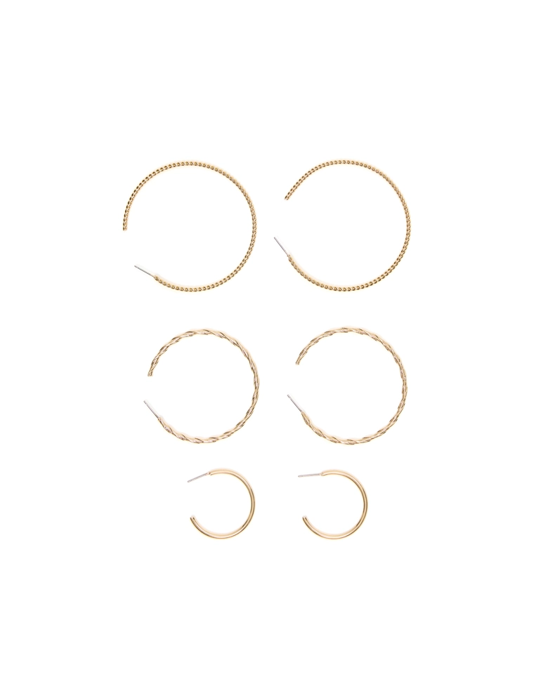 Набор из 3 пар серег-колец