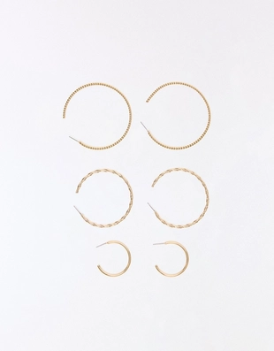 Набор из 3 пар серег-колец- Заказать в России