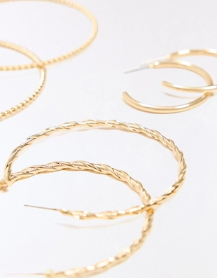 Набор из 3 пар серег-колец- Заказать в России